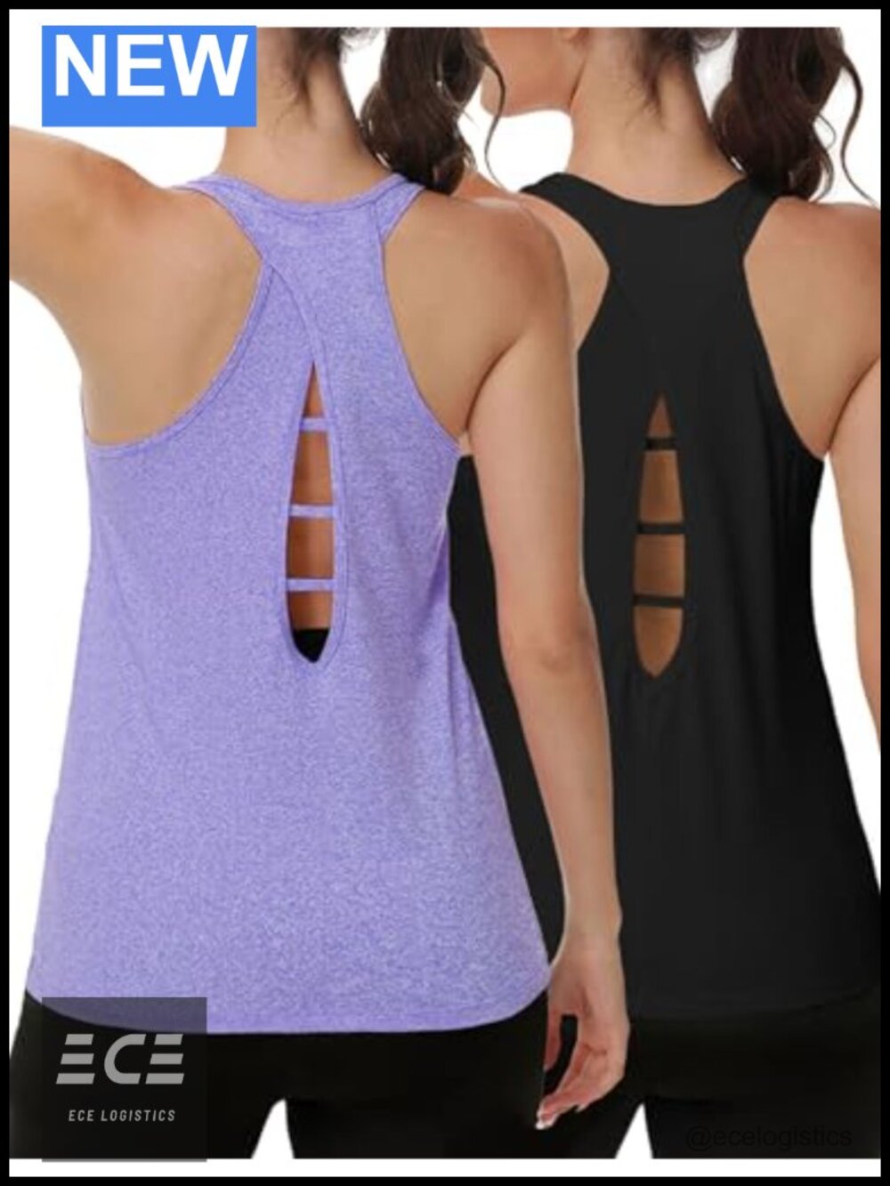 2 Pack Women's Open Back Racerback Tank Tops Workout Running Shirts